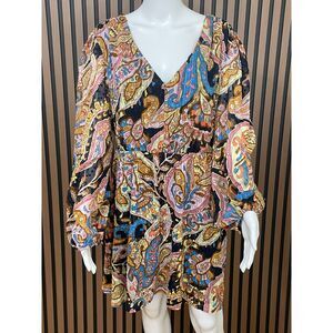 Anthropologie Sanctuary Women's Dress Blue XL Polyester Boho Cottage Paisley